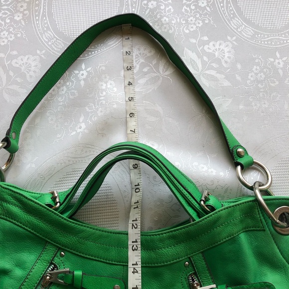 B Makowsky Pebbled Vintage Y2K Kelly Green Leather Shoulder Bag Satchel Purse